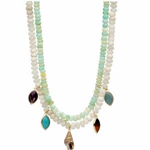 Double Amazonite Beaded Charm Necklace